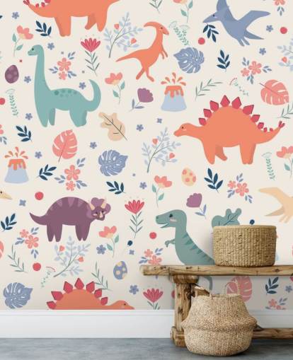 papel pintado de dinosaurios de colores lindos