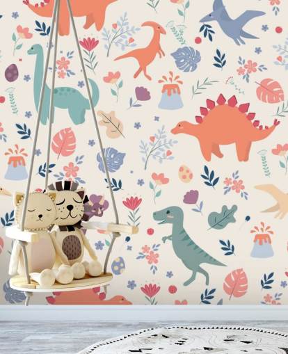 papel pintado de dinosaurios de colores lindos