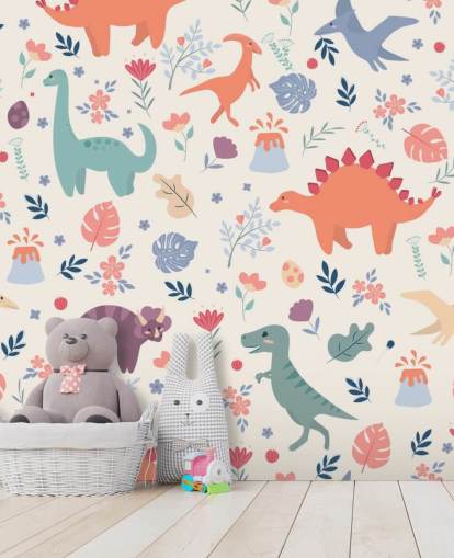 fond d'écran mignon de dinosaures colorés