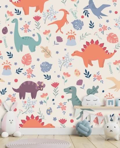 papel pintado de dinosaurios de colores lindos