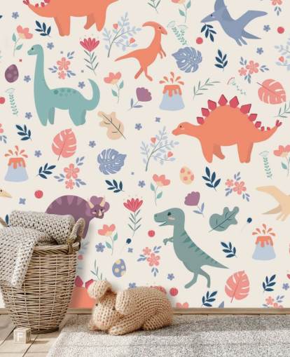 papel de parede bonito dinossauros coloridos