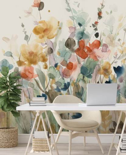 fargerikt tilpasset blomstertapet kalt In Full Bloom av Carol Robinson for soverom, stuer og kjøkken fargerikt tilpasset blomstertapet kalt In Full Bloom av Carol Robinson for soverom, stuer og kjøkken