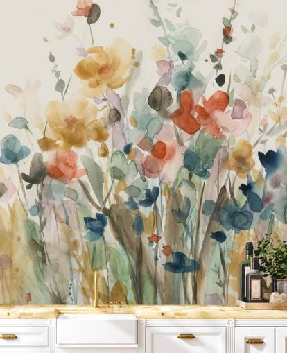 papel de parede floral personalizado colorido chamado In Full Bloom de Carol Robinson para quartos, salas de estar e cozinhas papel de parede floral personalizado colorido chamado In Full Bloom de Carol Robinson para quartos, salas de estar e cozinhas