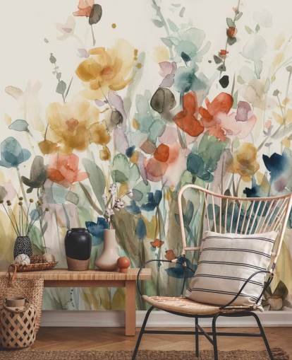 carta da parati floreale colorata personalizzata chiamata In Full Bloom di Carol Robinson per camere da letto, salotti e cucine carta da parati floreale colorata personalizzata chiamata In Full Bloom di Carol Robinson per camere da letto, salotti e cucine