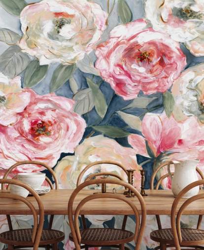 papel pintado rosa y blanca