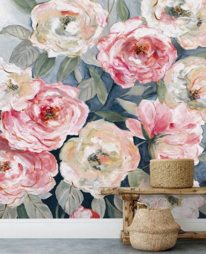 papel pintado rosa y blanca