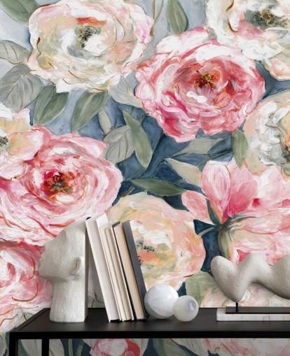 papel pintado rosa y blanca