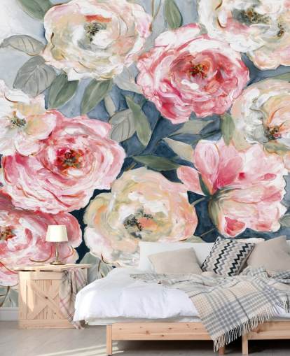 papel pintado rosa y blanca