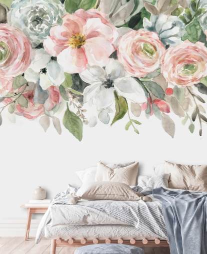 pastell rosa og grå malte blomster tapet pastell rosa og grå malte blomster tapet