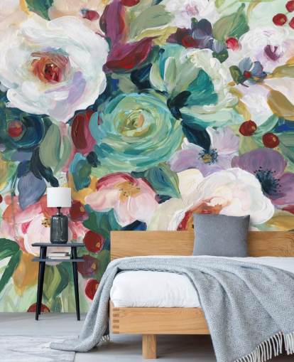 bunt bemalte Blumen Tapete