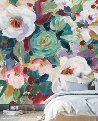 carta da parati colorata fiori dipinti