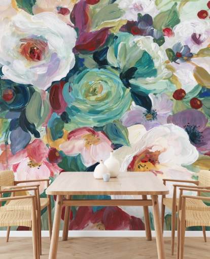 bunt bemalte Blumen Tapete