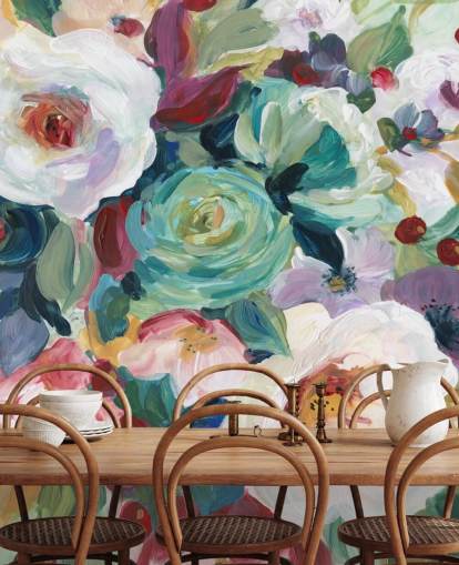 colourful painted flowers wallpaper