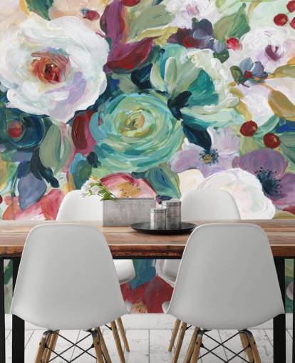 colourful painted flowers wallpaper