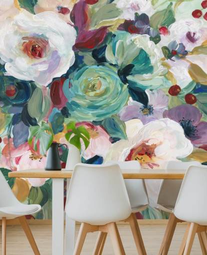 colourful painted flowers wallpaper