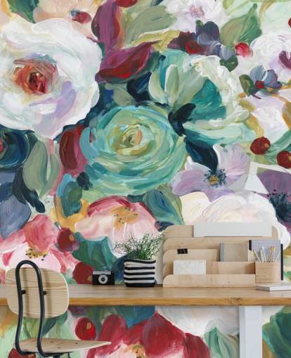 bunt bemalte Blumen Tapete