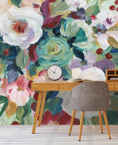 kleurrijk beschilderd bloemen behang kleurrijk beschilderd bloemen behang