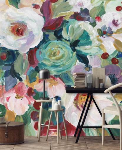 colourful painted flowers wallpaper