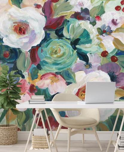 colourful painted flowers wallpaper