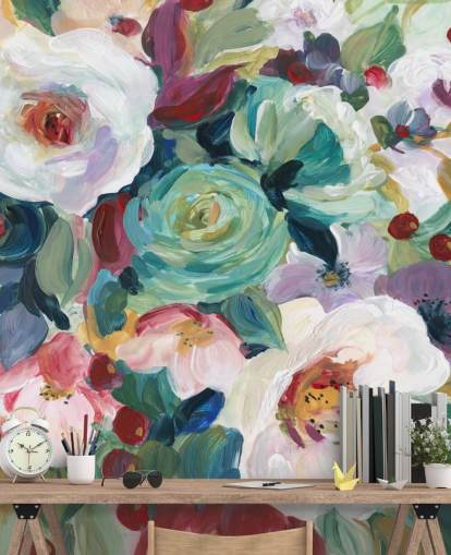 bunt bemalte Blumen Tapete