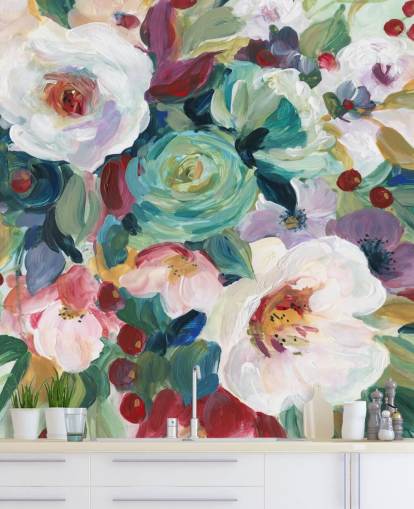 colourful painted flowers wallpaper