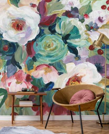 bunt bemalte Blumen Tapete