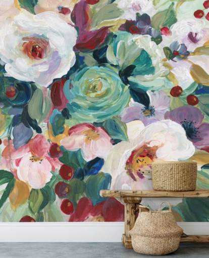 papier peint fleurs peintes colorées