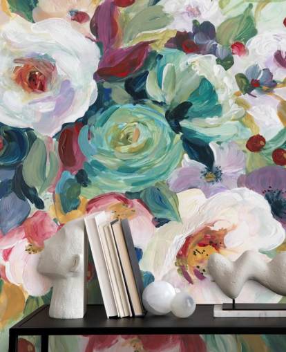 bunt bemalte Blumen Tapete