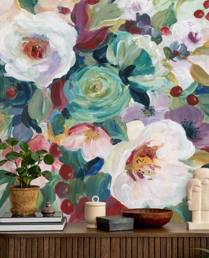colourful painted flowers wallpaper