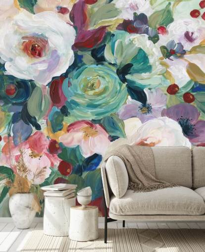 carta da parati colorata fiori dipinti