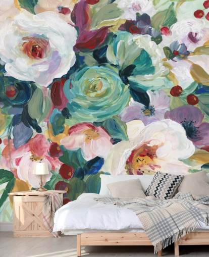 colourful painted flowers wallpaper