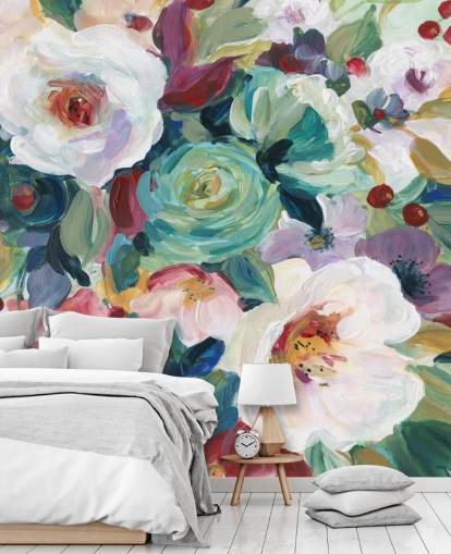 carta da parati colorata fiori dipinti carta da parati colorata fiori dipinti