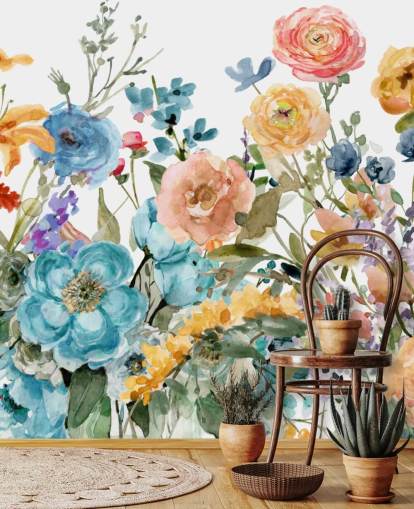 carta da parati multicolore con fiori che crescono