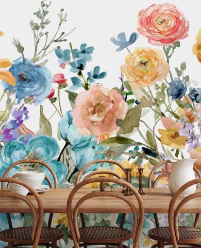 carta da parati multicolore con fiori che crescono