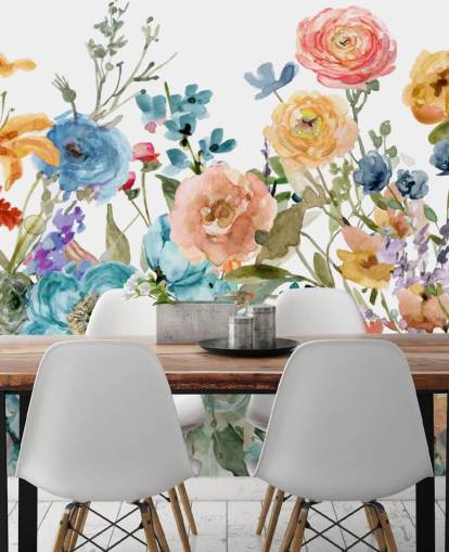 carta da parati multicolore con fiori che crescono