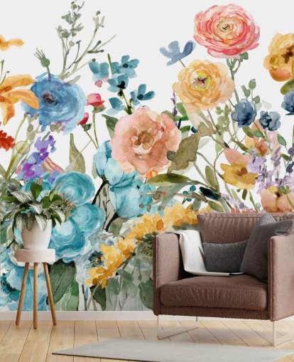 carta da parati multicolore con fiori che crescono carta da parati multicolore con fiori che crescono