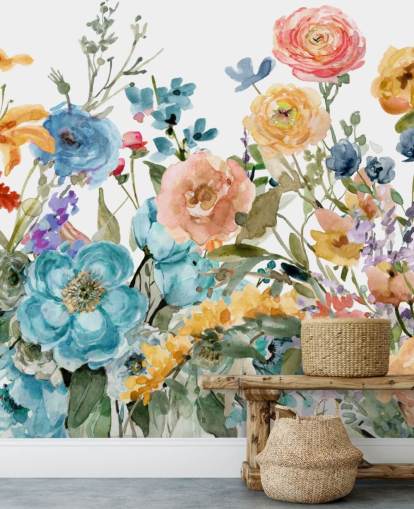 flerfarvet voksende blomster tapet flerfarvet voksende blomster tapet