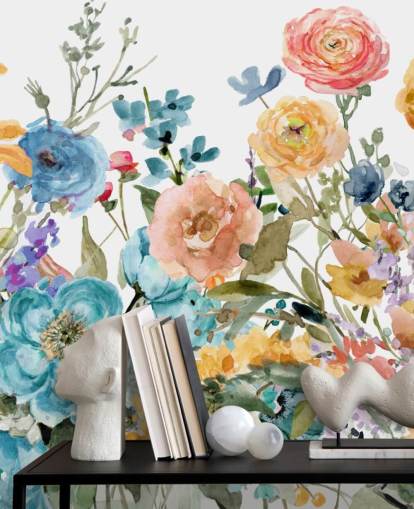 mångfärgad växande blommor tapeter