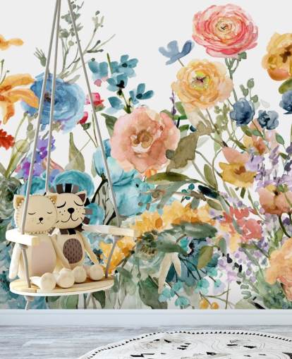 carta da parati multicolore con fiori che crescono