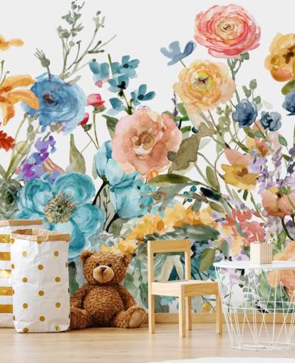 papel pintado flores en crecimiento multicolor papel pintado flores en crecimiento multicolor