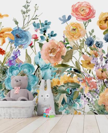 carta da parati multicolore con fiori che crescono