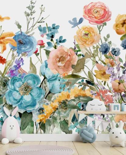 mångfärgad växande blommor tapeter