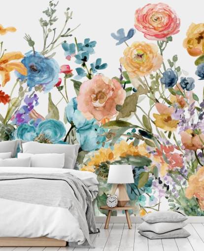 carta da parati multicolore con fiori che crescono carta da parati multicolore con fiori che crescono