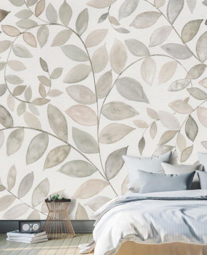 folhas cinza pálidas papel de parede