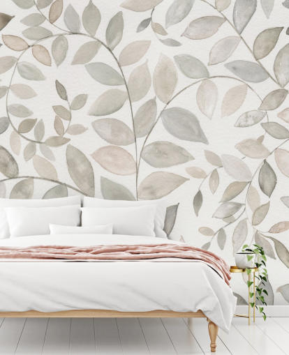 folhas cinza pálidas papel de parede