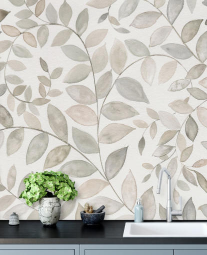 papel pintado de hojas gris pálido papel pintado de hojas gris pálido