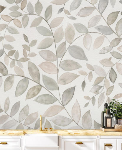 pale grey leaves wallpaper