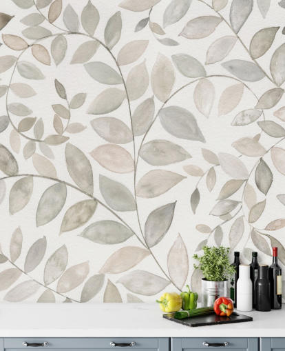 pale grey leaves wallpaper