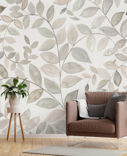 pale grey leaves wallpaper
