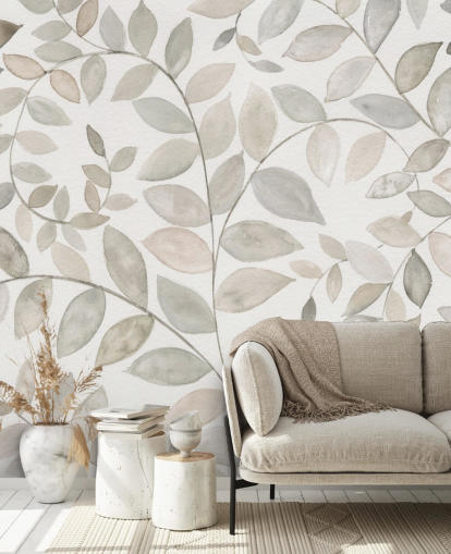 pale grey leaves wallpaper